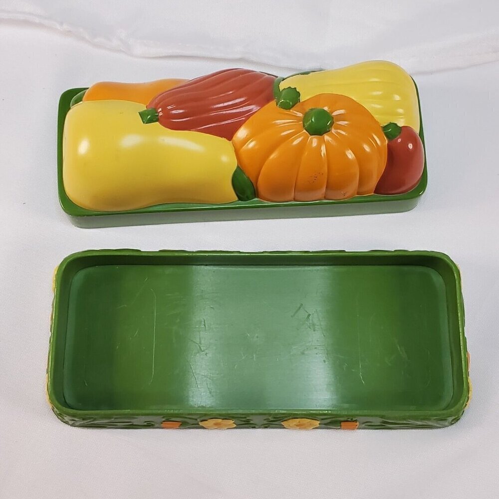 VTG Thanksgiving Fall MCM Butter Dish Retro 1960's Veggies Harvest Cottagecore - Picture 8 of 9